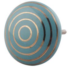 Sea Green Striped Ceramic Flat Cabinet Knobs Online